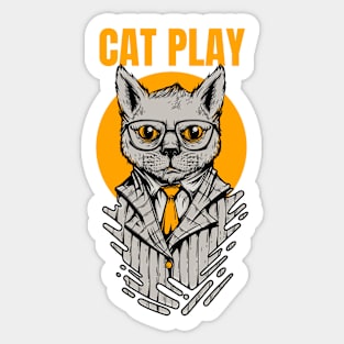 Serious cat play Sticker